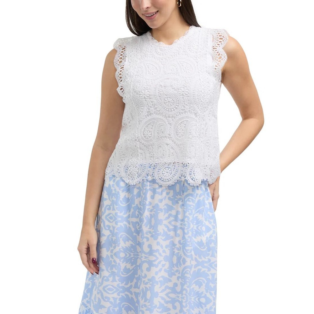 Ellen Tracy Sleeveless‎ Lace Top Size Large